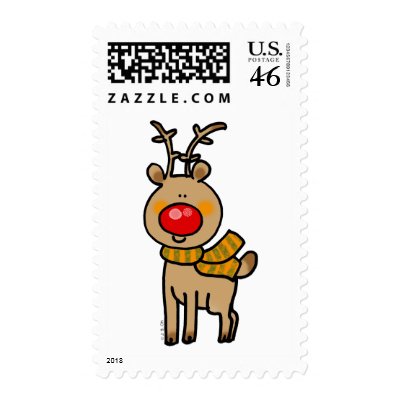 Red-nosed reindeer postage by jsoh