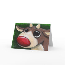 Red Nosed Reindeer - Rudolph Christmas Card by LisaMarieArt Red Nosed Reindeer - Rudolph Christmas Card