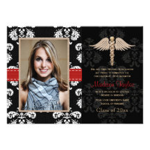 Red Nurse Graduation Announcements Invitations