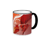 Red objects with white lines coffee mugs