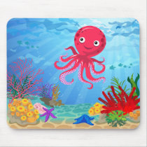 Red Octopus Mousepad