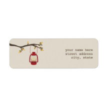 Red Oil Lantern Camping Address Label - Fall