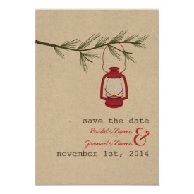 Red Oil Lantern Evergreen Tree Save The Date Announcement