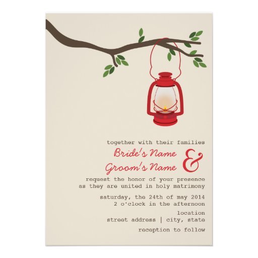 Red Oil Lantern Wilderness / Camping Wedding Announcement