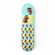 Red old car skateboard deck