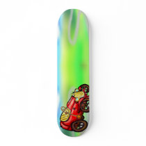 Red old car skate board deck
