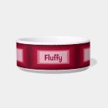Red Ombre Rectangles Personalized Name Pet Bowl