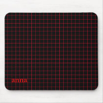 Red on Black Grid mousepads