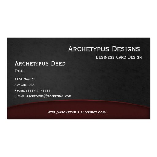 Red on Gray Curves Business Card Style 1