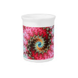 Red on Green Double Fractal Spiral Pitcher