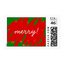 red on green scribble, merry! postage