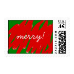 red on green scribble, merry! postage