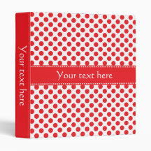 Red on White Polka Dot 3 Ring Binder