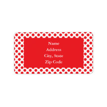Red on White Polka Dot Address Label