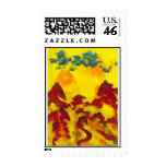 Red on Yellow Life Forms Postage Stamps