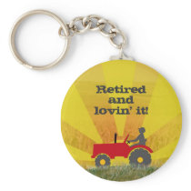 Red or Green Retirement Tractor Keychain