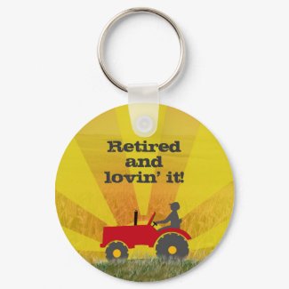 Red or Green Retirement Tractor Keychain keychain