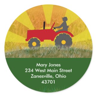 Red or Green Tractor Address Label sticker