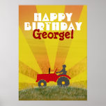 Red or Green Tractor Birthday Poster