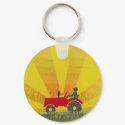 Red or Green Tractor Keychain keychain