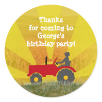 Red or Green Tractor Party Favor Bag Sticker