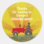 Red or Green Tractor Party Favor Bag Sticker