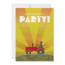 Red or Green Tractor Party Invitation: Choose Your