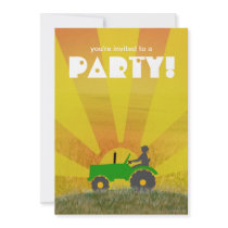 Red or Green Tractor Party Invitation: Choose Your