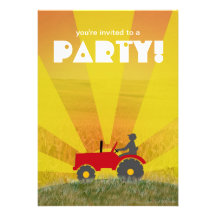 Red or Green Tractor Party Invitation: Choose Your