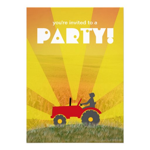 Red or Green Tractor Party Invitation: Choose Your