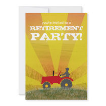 Red or Green Tractor Retirement Party Invitation: