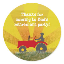 Red or Green Tractor Retirement Party Sticker