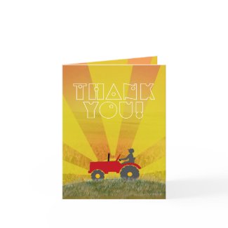 Red or Green Tractor Thank You Note Card card