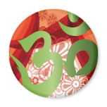 Red-Orange-Bg_Green-Om Refrigerator Magnet