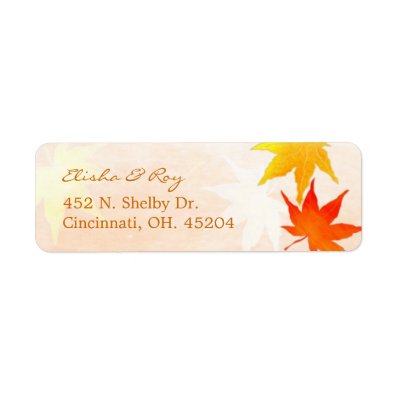 Red Orange Maple Leaves Wedding Label