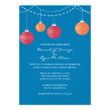 Red & Orange Paper Lantern Wedding Invitation