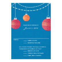 Red & Orange Paper Lantern Wedding RSVP Personalized Invitations