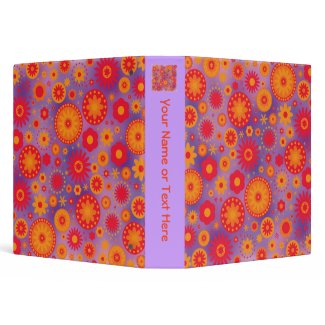Red Orange & Purple Hippy Flower Pattern binder