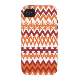 Red Orange Tribal Pattern Aztec Chevron Zigzags Case-Mate iPhone 4 Cases