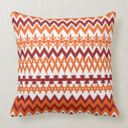 Red Orange Tribal Pattern Aztec Chevron Zigzags Pillow