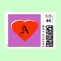 Red Orange - White Heart Letter A The MUSEUM Zazz stamps