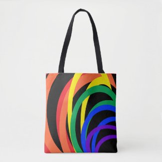 Red Orange Yellow Black Rainbow Abstract Tote Bag