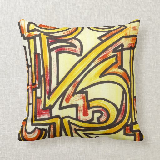 Red Orange Yellow Brushstrokes - Modern Art Throw Pillow Zazzle