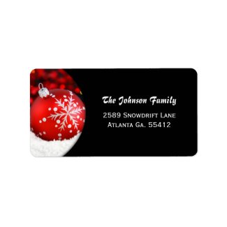 Red Ornament Christmas Address Labels