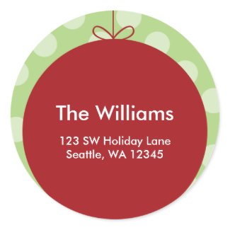 Red Ornament Polka Dots Christmas Address Label sticker