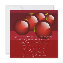 Red Ornaments Christmas DInner Party Invitations by samack Red Ornaments Christmas DInner Party Invitations