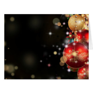 RED ORNAMENTS CHRISTMAS GREETINGS CARD