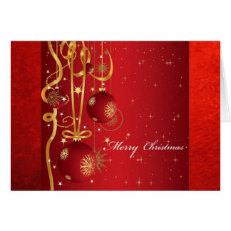 RED ORNAMENTS CHRISTMAS GREETINGS CARD
