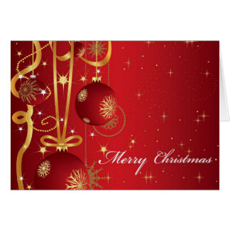 RED ORNAMENTS CHRISTMAS GREETINGS CARD