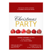 Red Ornaments Christmas Party Invitation